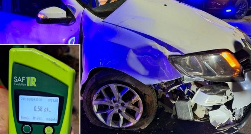 Intentó huir de un control vehicular, chocó y fue detenido por alcoholemia