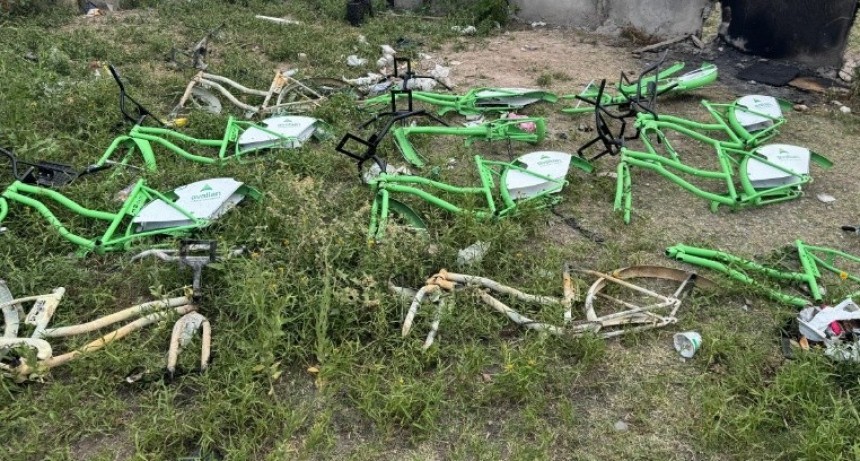 Hallan 13 cuadros de bicicletas públicas en un baldío de zona oeste